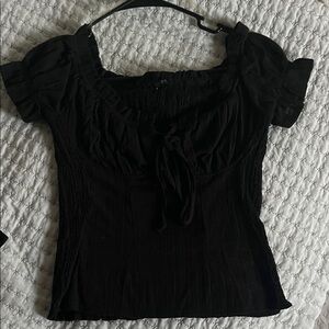 SHEIN Black Ruched Blouse